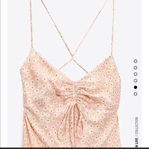 Pink satin floral Zara dress